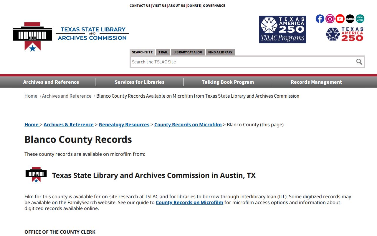 Blanco County historical arrest record archive through Texas State Library and Archives Commission