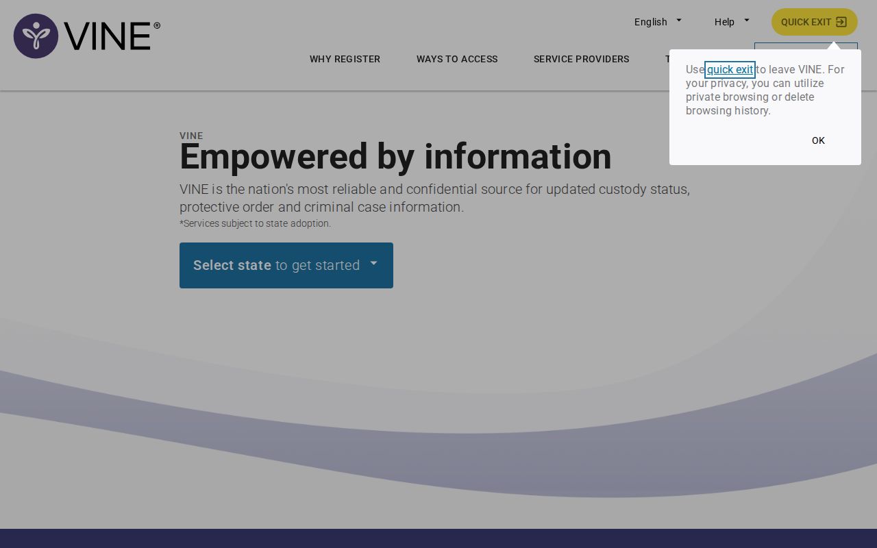Blanco County custody record status through VINELink