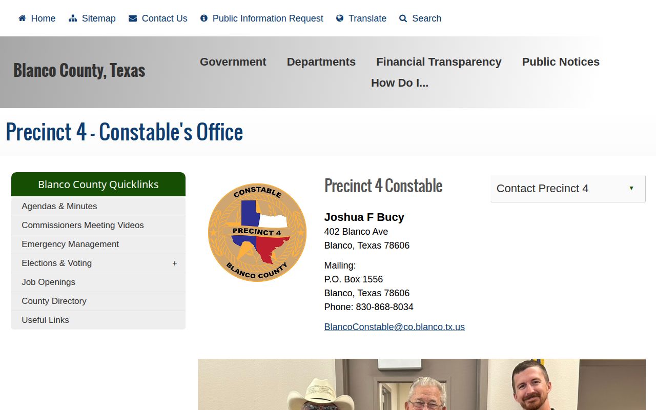 Blanco County warrant safety and records resource screenshot
